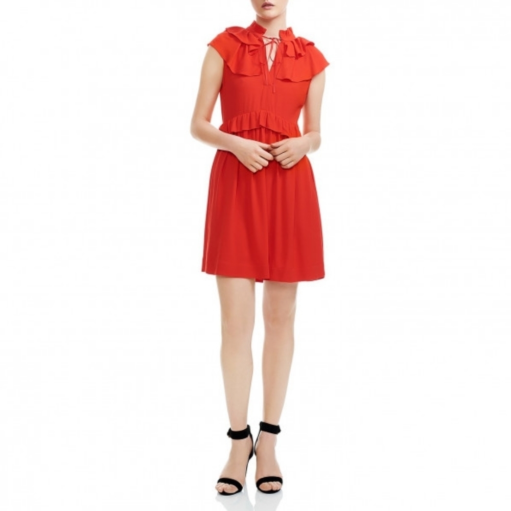 π₯ Host Pick π₯ MAJE Red Rutta Ruffled Crepe Mini Dress - Picture 12 of 16